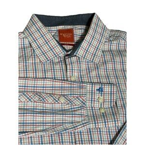 Original Penguin Button Up Mens 17 36/37 Plaid Slim Fit Cotton 90704